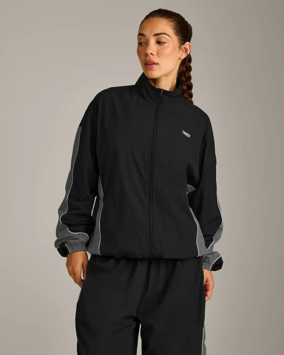 Oversized Contrast Piped Woven Track Jacket