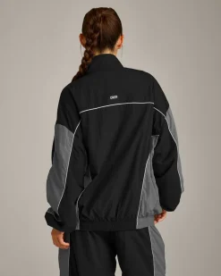 Oversized Contrast Piped Woven Track Jacket