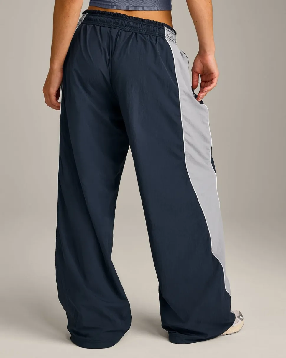 Oversized Contrast Piped Woven Straight Leg Track Bottoms