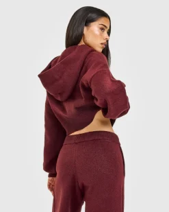 Oversized Knit Zip Through Mid Hoodie