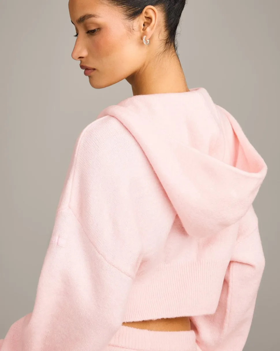 Oversized Knit Zip Through Mid Hoodie