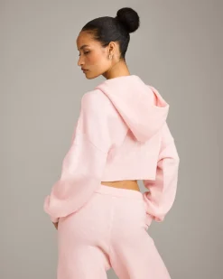 Oversized Knit Zip Through Mid Hoodie