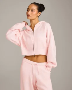 Oversized Knit Zip Through Mid Hoodie