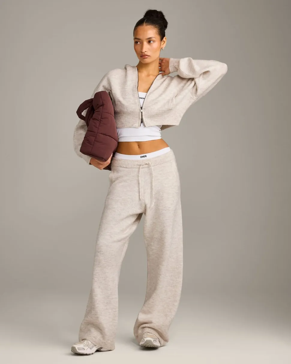 Oversized Knit Zip Through Mid Hoodie