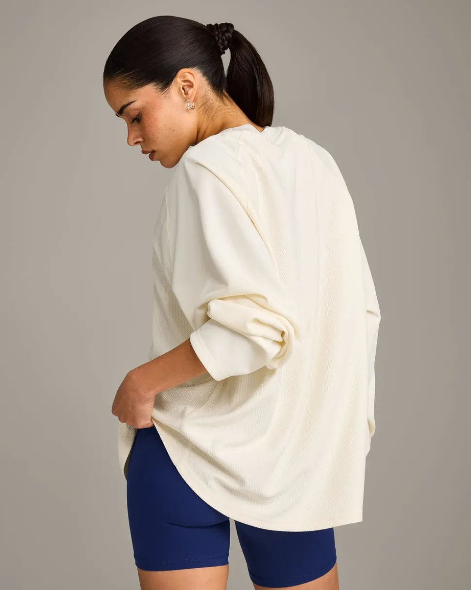 Oversized V Neck Long Sleeve T-Shirt with Oner Graphic