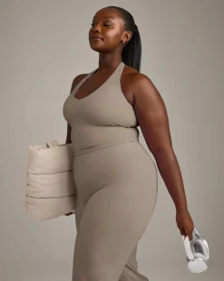 SoftMotion™ Halter Neck Mid Vest with Built in Bra Shelf with Grey Logo