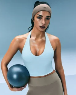 SoftMotion™ Halter Neck Mid Vest with Built in Bra Shelf with Grey Logo