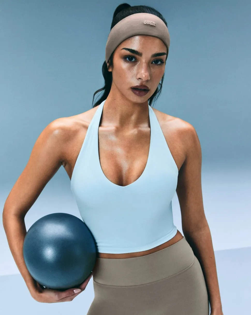 SoftMotion™ Halter Neck Mid Vest with Built in Bra Shelf with Grey Logo