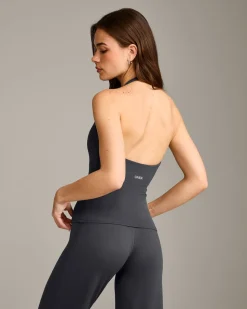 SoftMotion™ Halter Neck Vest with Built in Bra Shelf with Grey Logo