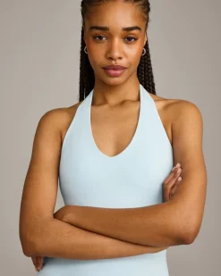 SoftMotion™ Halter Neck Vest with Built in Bra Shelf with Grey Logo