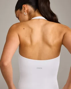 SoftMotion™ Halter Neck Vest with Built in Bra Shelf with Grey Logo