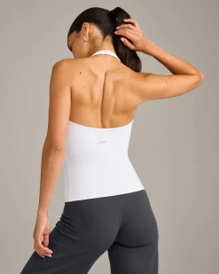 SoftMotion™ Halter Neck Vest with Built in Bra Shelf with Grey Logo