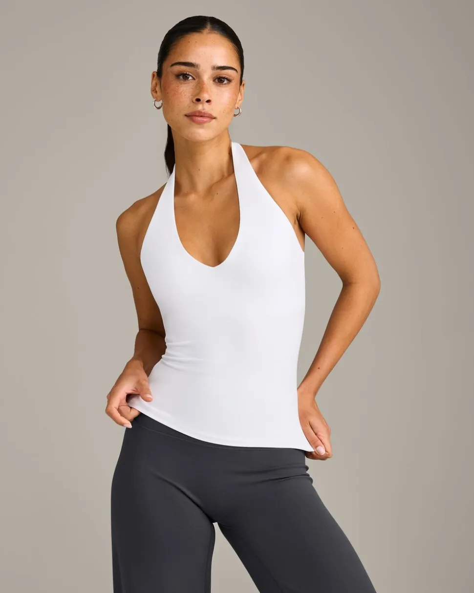 SoftMotion™ Halter Neck Vest with Built in Bra Shelf with Grey Logo
