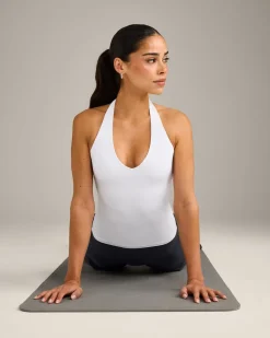 SoftMotion™ Halter Neck Vest with Built in Bra Shelf with Grey Logo