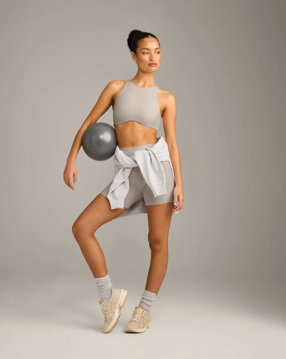 SoftMotion™ High Neck Sports Bra with White Logo
