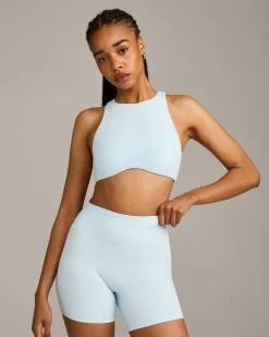 SoftMotion™ High Neck Sports Bra with Grey Logo