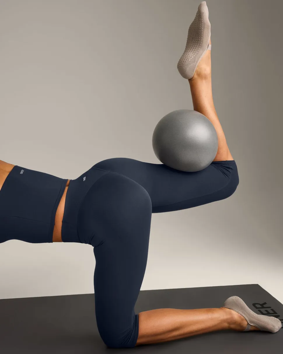 SoftMotion™ High Waisted Capri Leggings with Grey Logo