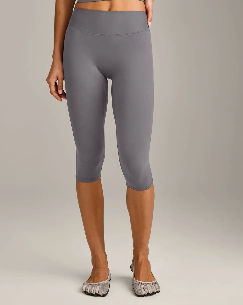SoftMotion™ High Waisted Capri Leggings with Grey Logo