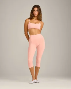 SoftMotion™ High Waisted Capri Leggings with Grey Logo