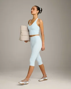 SoftMotion™ High Waisted Capri Leggings with Grey Logo