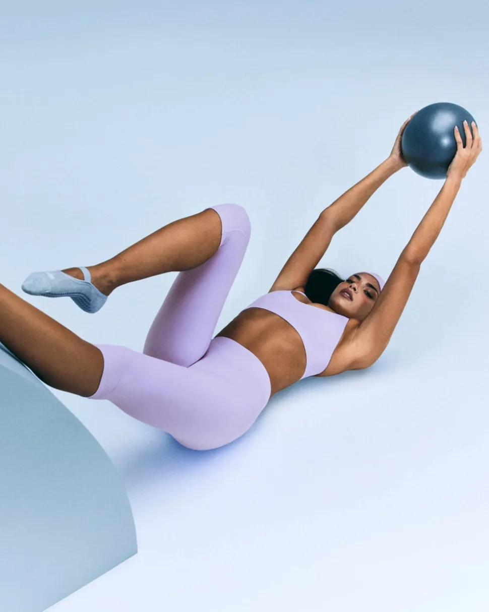 SoftMotion™ High Waisted Capri Leggings with Grey Logo