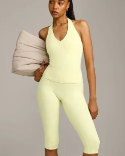 SoftMotion™ High Waisted Capri Leggings with Grey Logo
