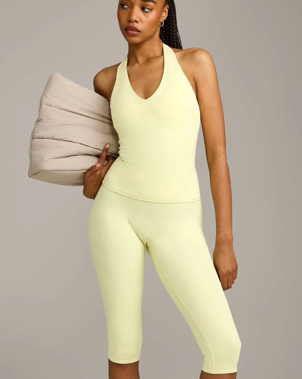 SoftMotion™ High Waisted Capri Leggings with Grey Logo