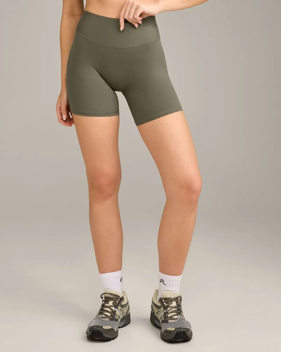SoftMotion™ High Waisted Shorts 6" with Grey Logo