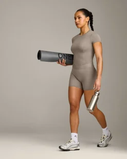 SoftMotion™ High Waisted Shorts 6" with Grey Logo