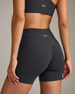 SoftMotion™ High Waisted Shorts 6" with Grey Logo
