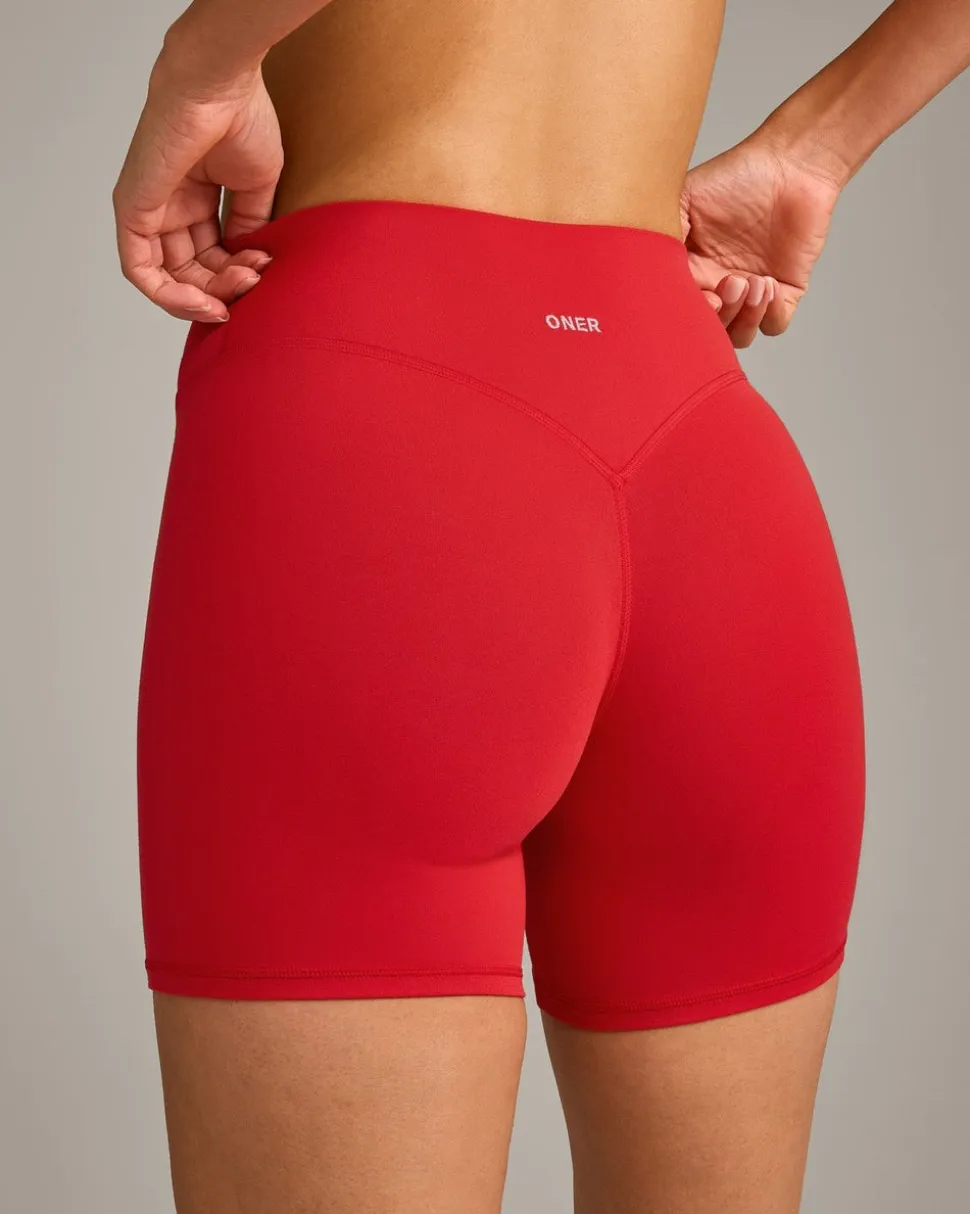 SoftMotion™ High Waisted Shorts 6" with Grey Logo