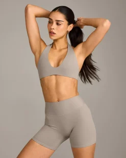 SoftMotion™ Minimal Halter Neck Bralette with White Logo