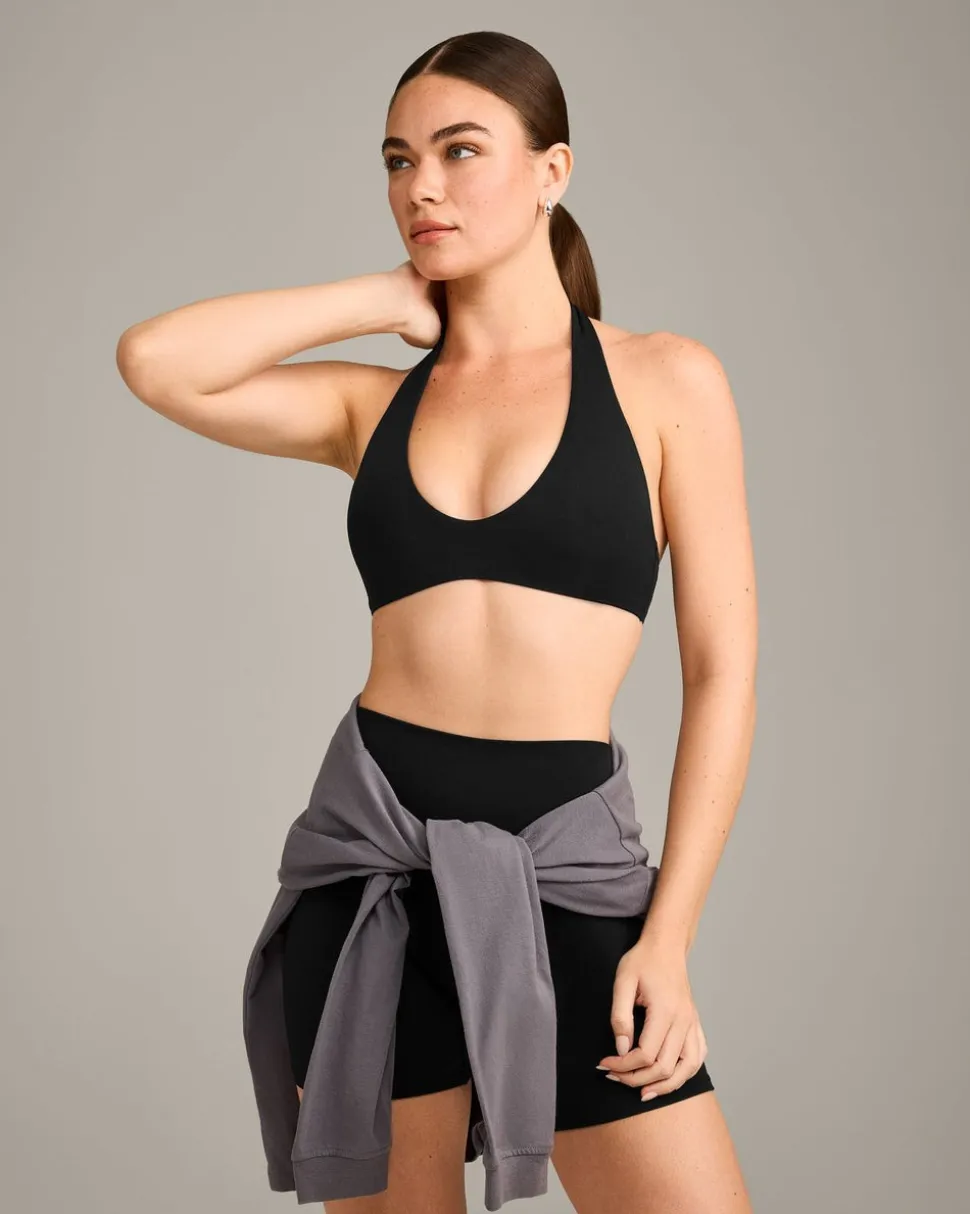 SoftMotion™ Minimal Halter Neck Bralette with Grey Logo
