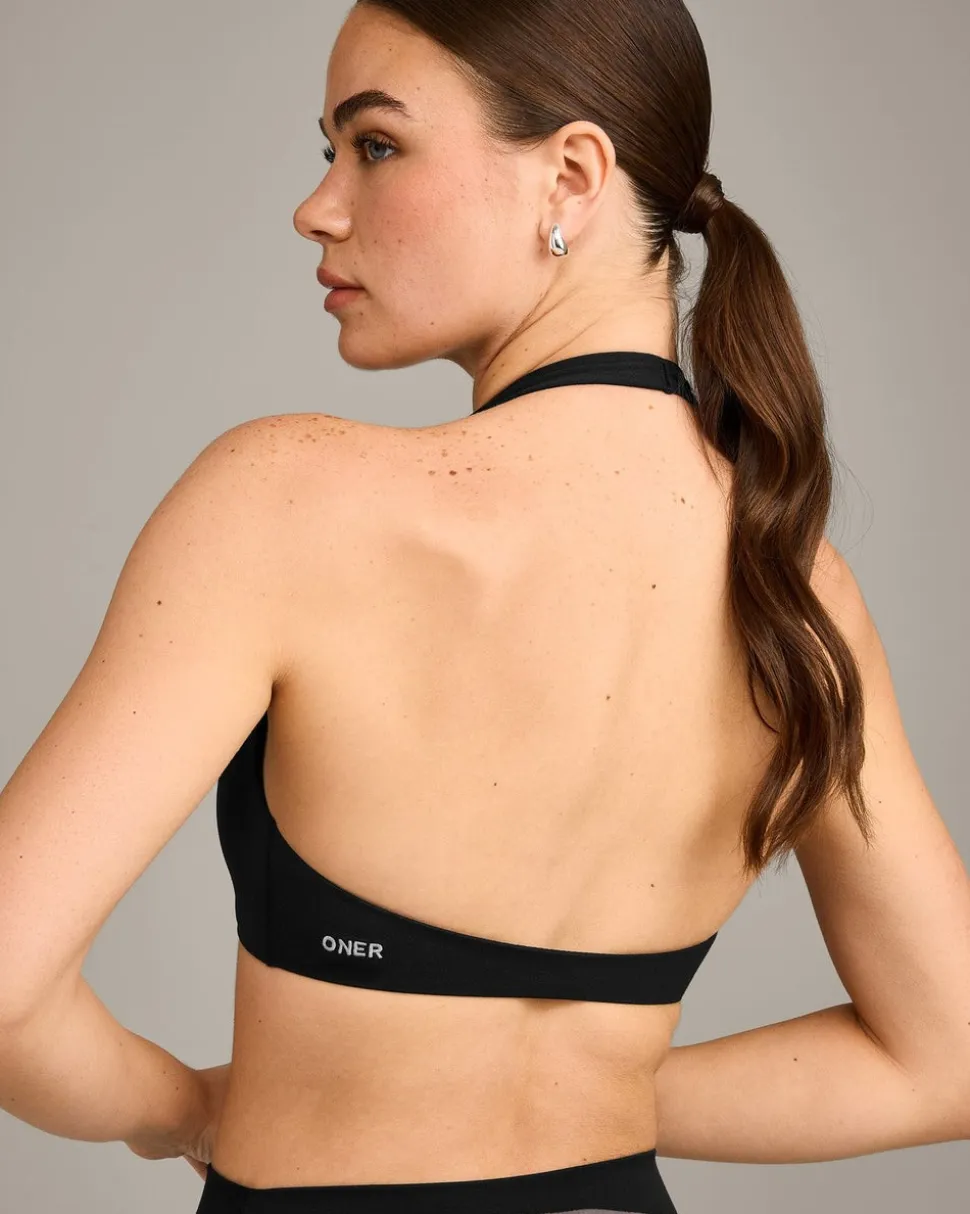 SoftMotion™ Minimal Halter Neck Bralette with Grey Logo