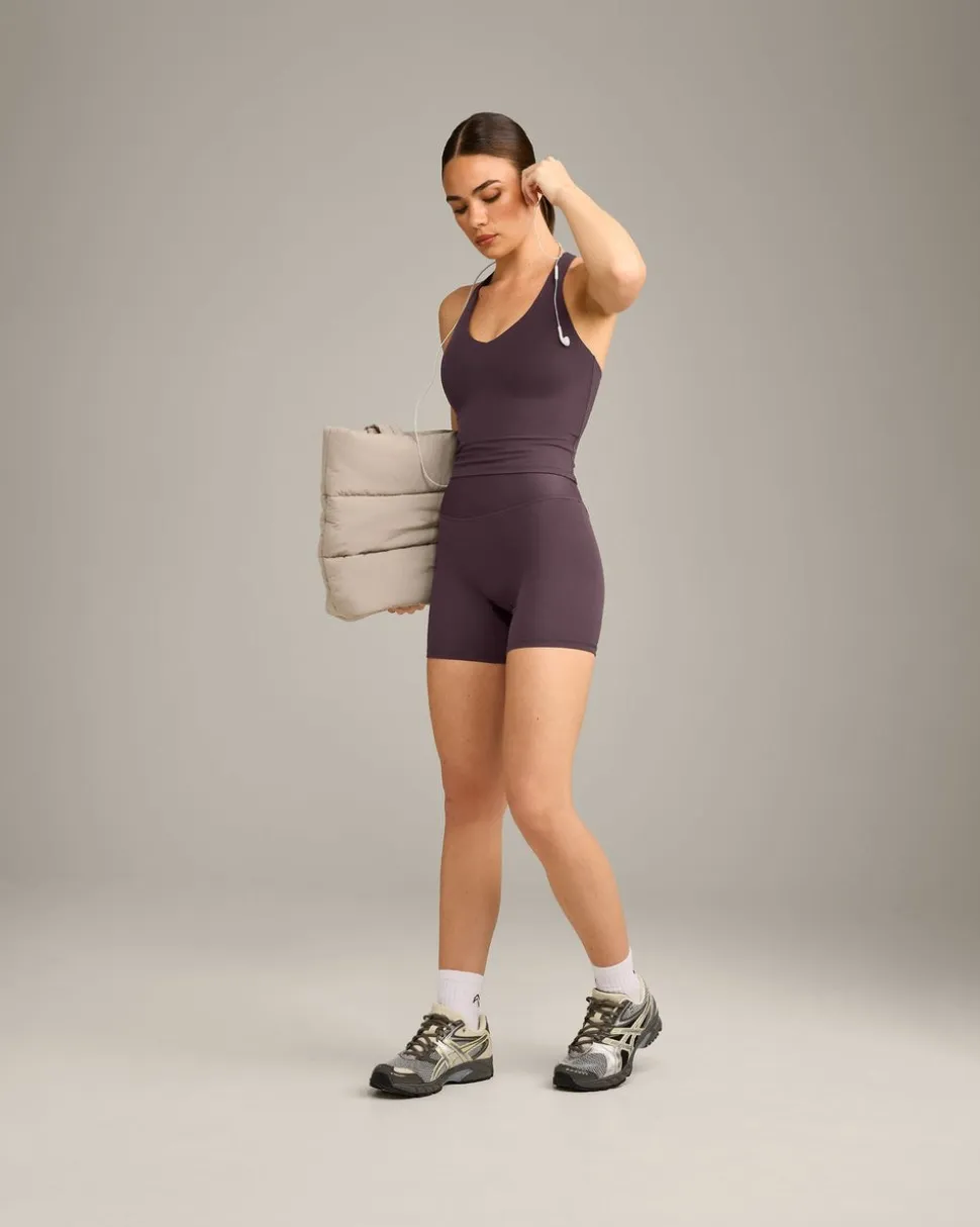 SoftMotion™ Racer Back Mid Vest with Built in Bra Shelf with Grey Logo