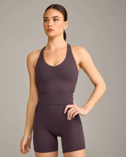 SoftMotion™ Racer Back Mid Vest with Built in Bra Shelf with Grey Logo