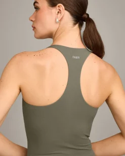 SoftMotion™ Racer Back Mid Vest with Built in Bra Shelf with Grey Logo