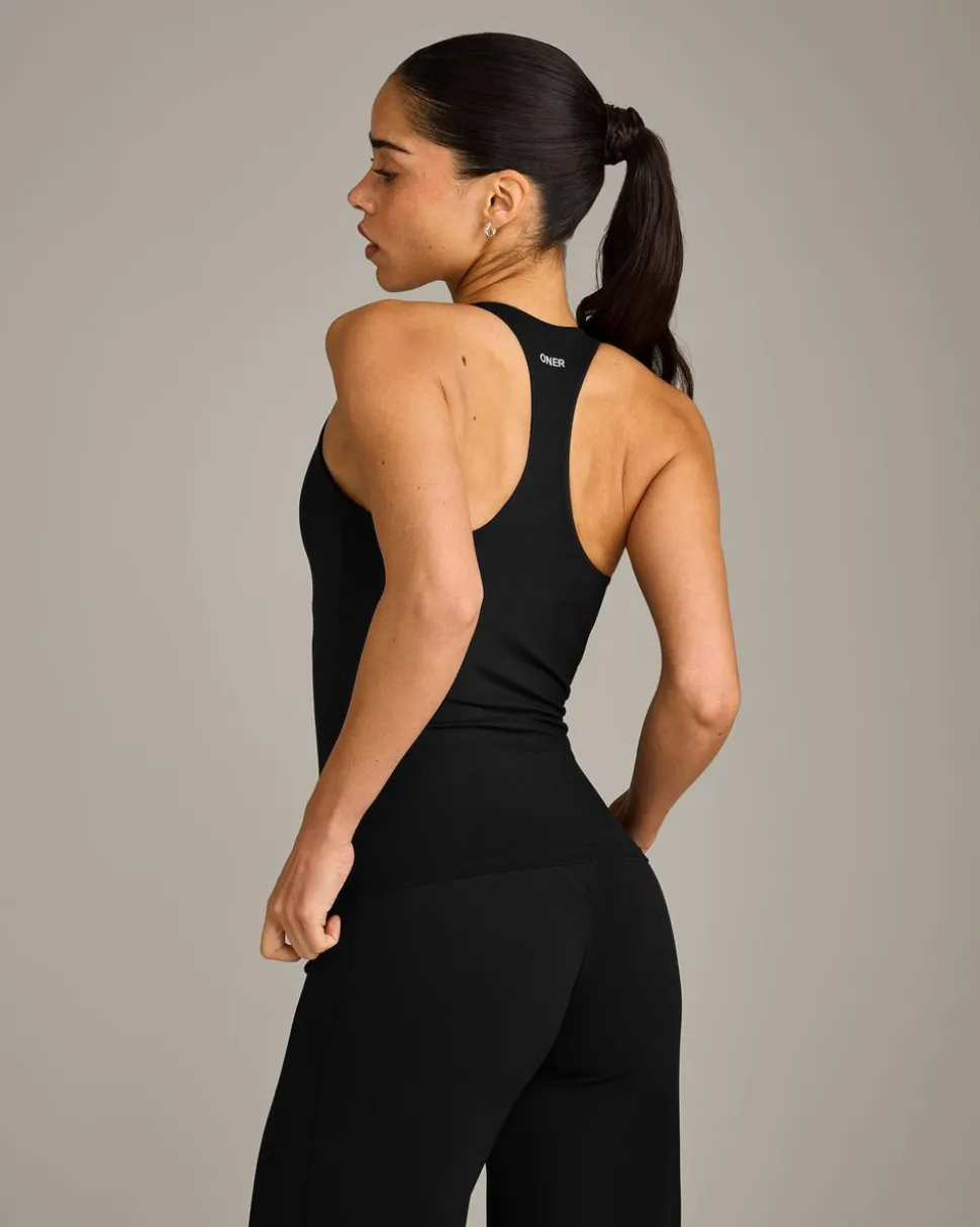 SoftMotion™ Racer Back Vest with Built in Bra Shelf with Grey Logo