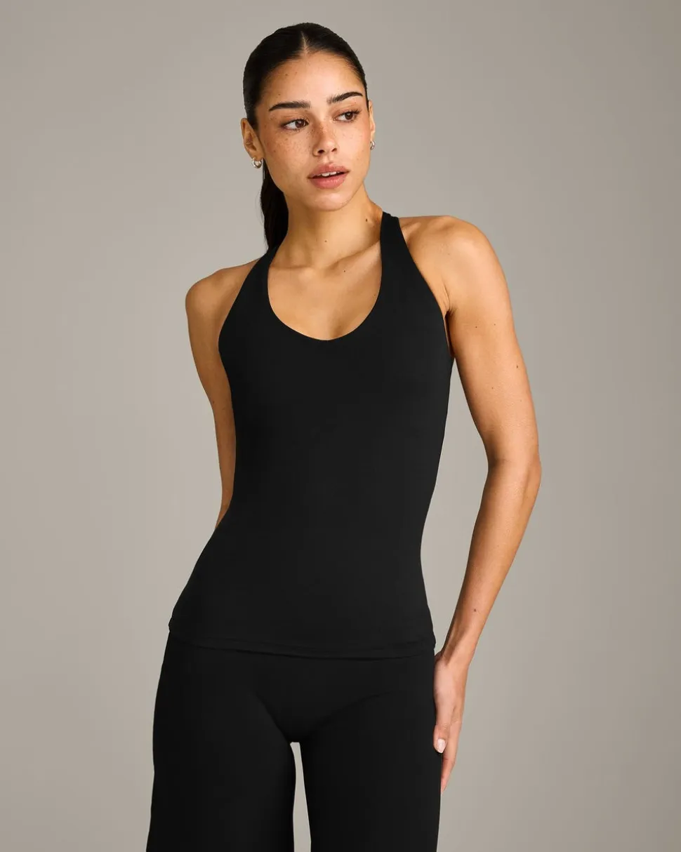SoftMotion™ Racer Back Vest with Built in Bra Shelf with Grey Logo