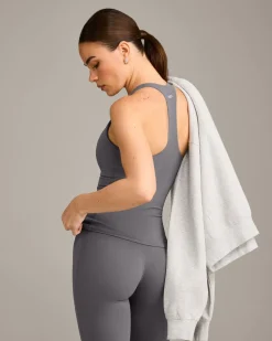 SoftMotion™ Racer Back Vest with Built in Bra Shelf with Grey Logo