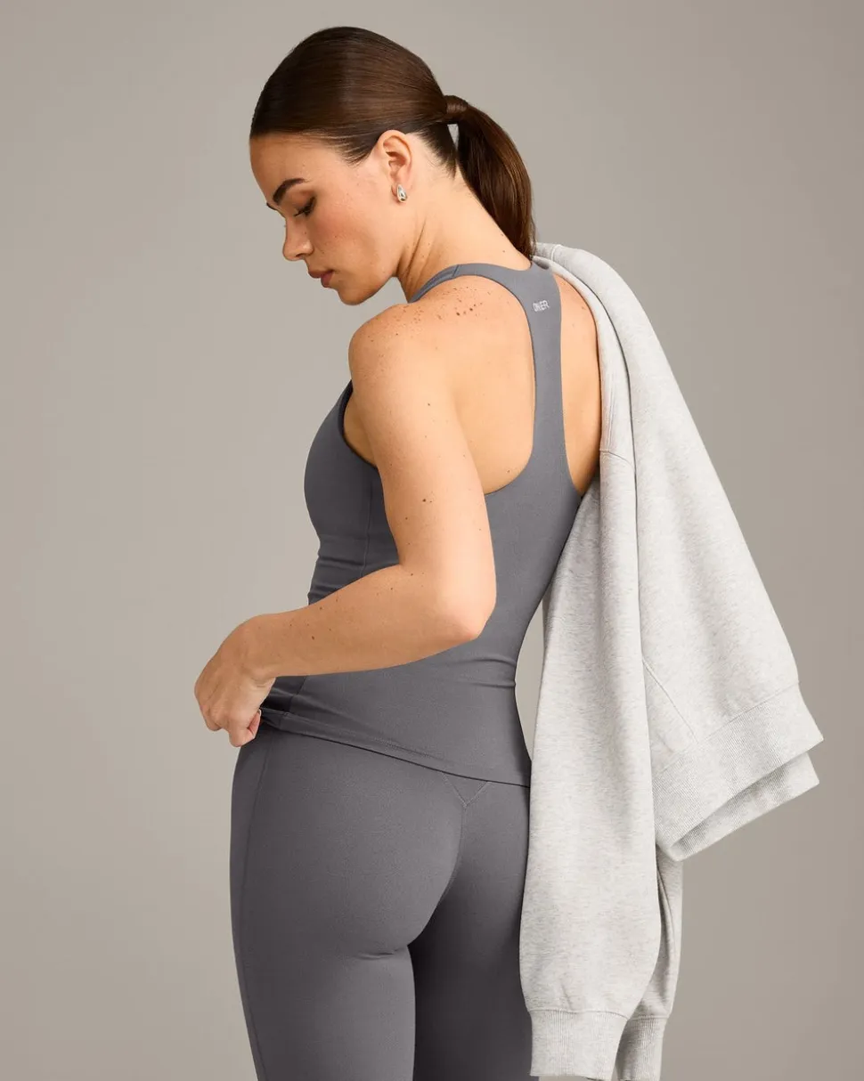 SoftMotion™ Racer Back Vest with Built in Bra Shelf with Grey Logo