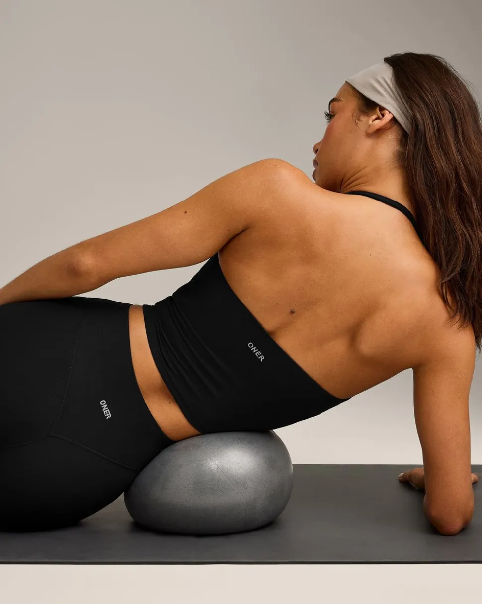 SoftMotion™ Strappy Halter Neck Mid Vest with Built in Bra Shelf with Grey Logo