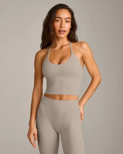 SoftMotion™ Strappy Halter Neck Mid Vest with Built in Bra Shelf with White Logo