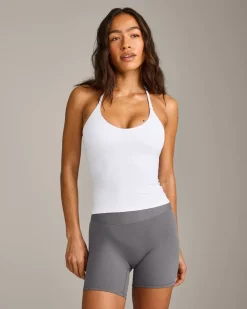 SoftMotion™ Strappy Halter Neck Vest with Built in Bra Shelf with Grey Logo