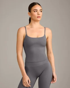 SoftMotion™ Strappy Mid Vest with Built in Bra Shelf with Grey Logo