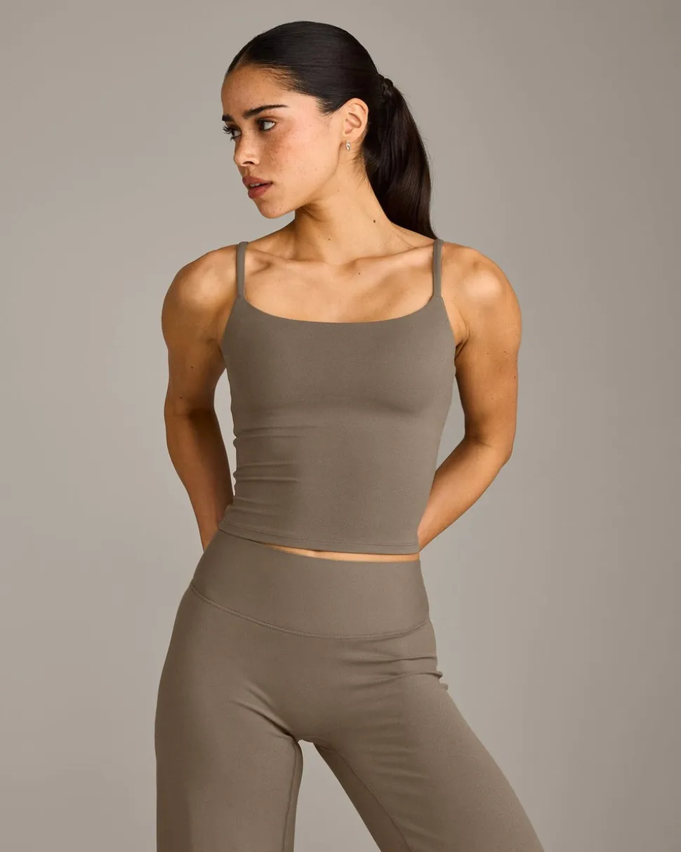SoftMotion™ Strappy Mid Vest with Built in Bra Shelf with Grey Logo