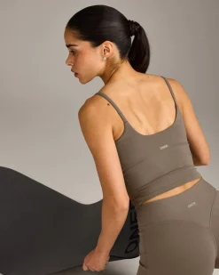 SoftMotion™ Strappy Mid Vest with Built in Bra Shelf with Grey Logo