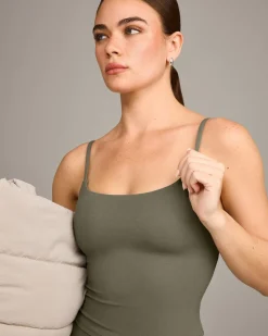 SoftMotion™ Strappy Mid Vest with Built in Bra Shelf with Grey Logo