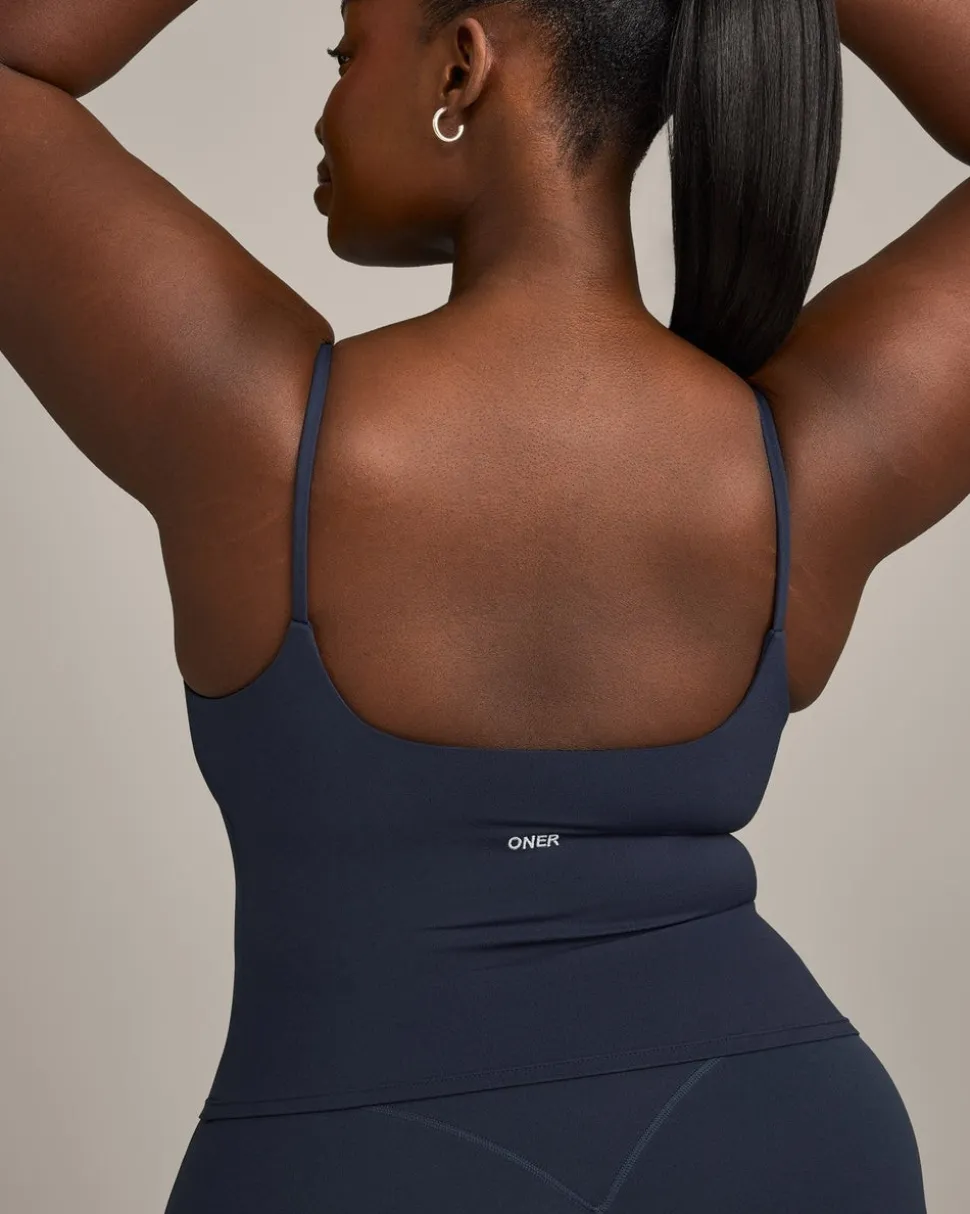 SoftMotion™ Strappy Mid Vest with Built in Bra Shelf with Grey Logo