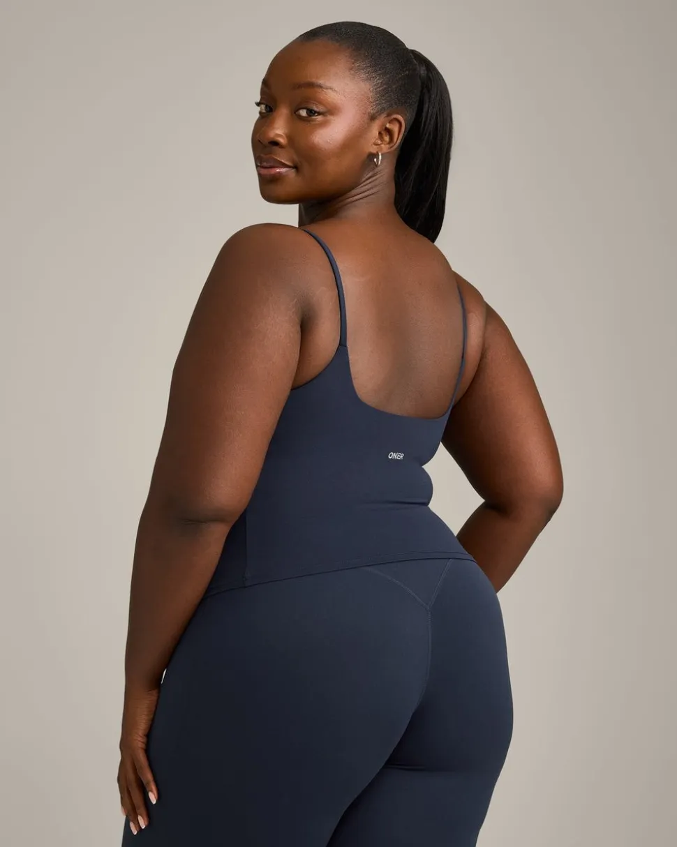 SoftMotion™ Strappy Mid Vest with Built in Bra Shelf with Grey Logo